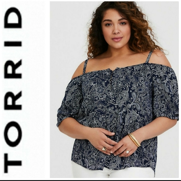 torrid Tops - Torrid NAVY PAISLEY CHALLIS BLOUSE